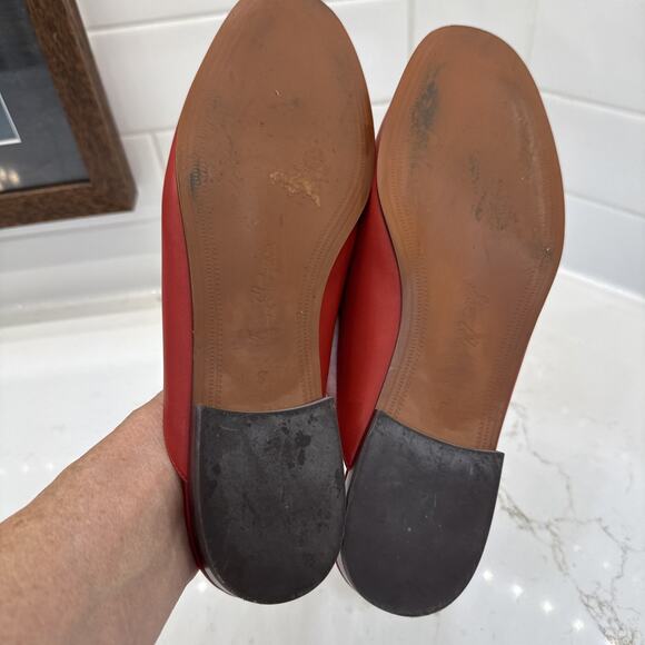 Sam Edelman Lounette Loafer Womens 8M Red Leather Slip-On Gold Accent - Picture 8 of 9